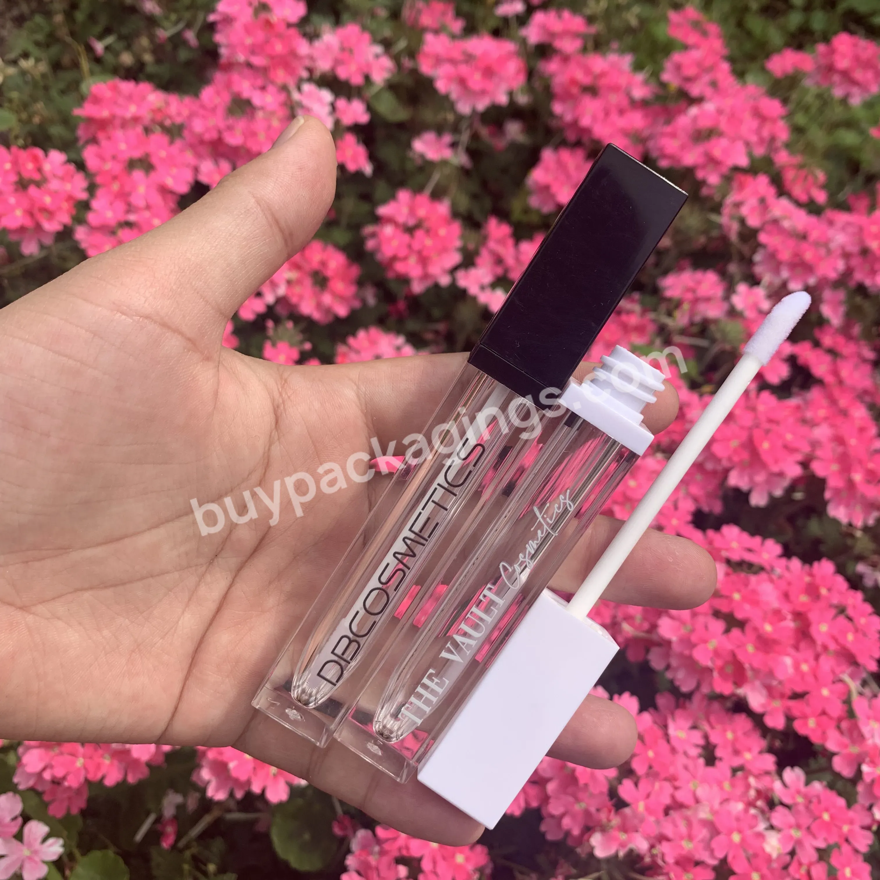 Hot Sales In Instagram 7ml Empty Luxury High-end Lip Gloss Tube Silver Color Square Shape Lip Gloss Tube
