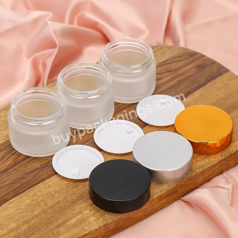 Hot Sales Transparent 50ml Cream Screw Lid Bottle Frosted Amber Glass Jar Essential Oil Amber Glass Jar For Cosmetic