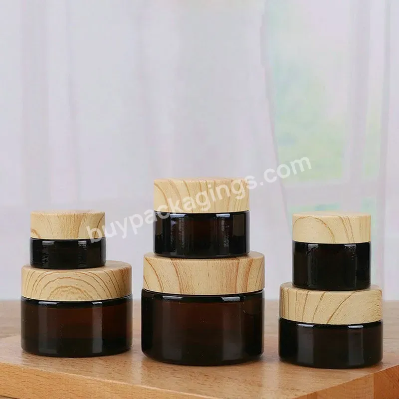 Hot Sales Transparent 50ml Cream Screw Lid Bottle Frosted Amber Glass Jar Essential Oil Amber Glass Jar For Cosmetic