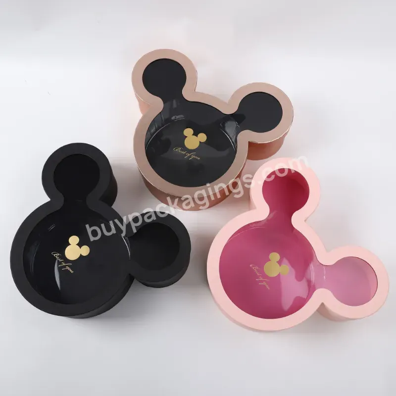 Hot Sell Luxury Mickey Face Outline Flower Gift Box With Transparent Cover For Valentine's Day - Buy Mickey Face Outline Flower Gift Box,Flower Gift Box With Transparent Cover,Flower Gift Box For Valentine's Day.