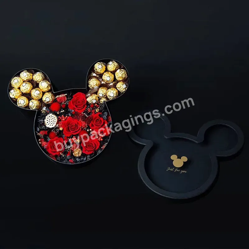 Hot Sell Luxury Mickey Face Outline Flower Gift Box With Transparent Cover For Valentine's Day - Buy Mickey Face Outline Flower Gift Box,Flower Gift Box With Transparent Cover,Flower Gift Box For Valentine's Day.
