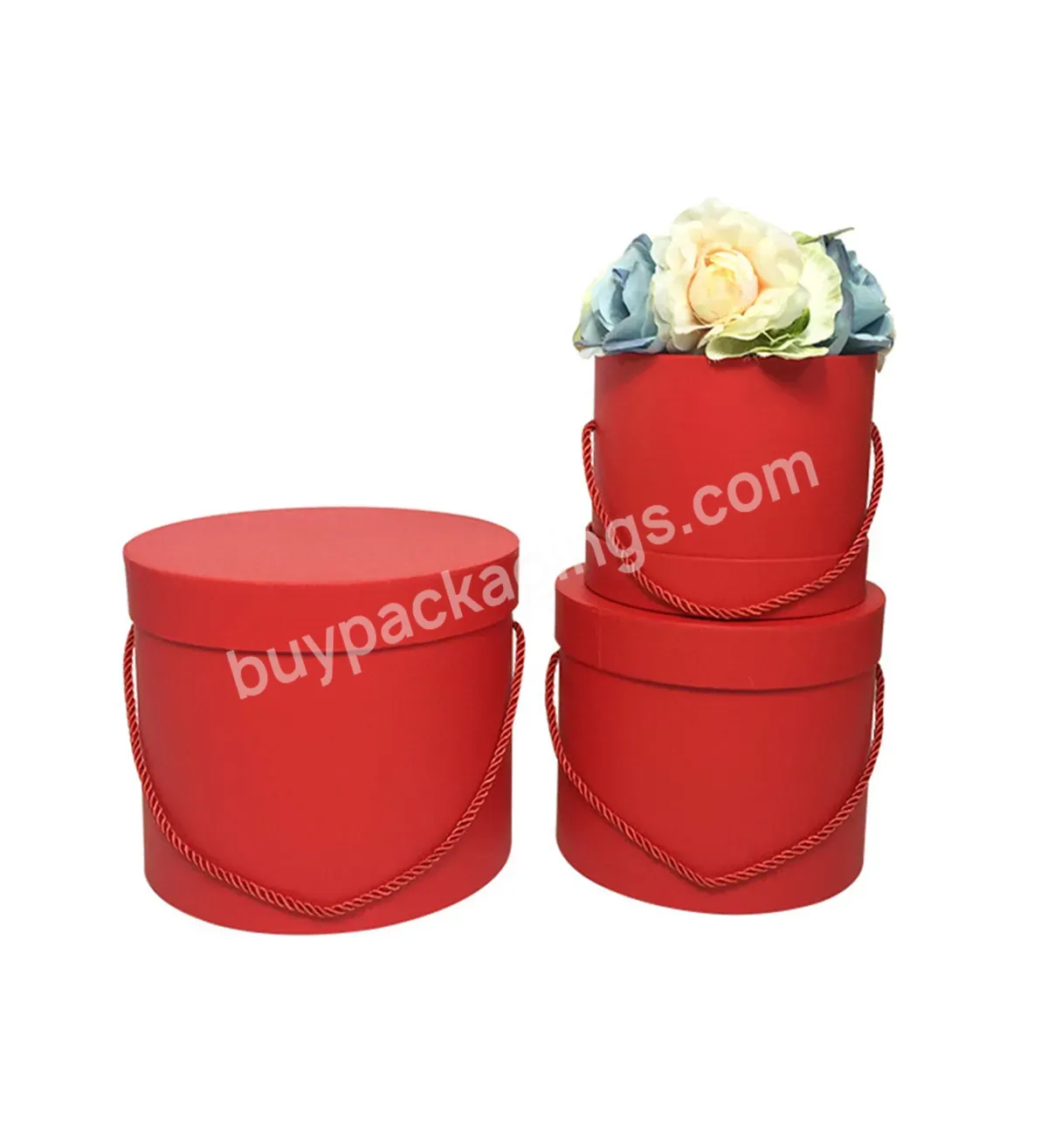 Hot Selling 3pcs/set Round Hug Bucket Gift Box Portable Flower Box With Hand Rope For Valentine's Day - Buy Hot Selling 3pcs/set Round Hug Bucket Gift Box,Portable Flower Box With Hand Rope,Flower Box With Hand Rope For Valentine's Day.