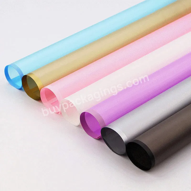 Hot Selling 58*58cm Flower Wrapping Paper Subtransparent Colorful Plastic Packing Film With Line Printing In Edge