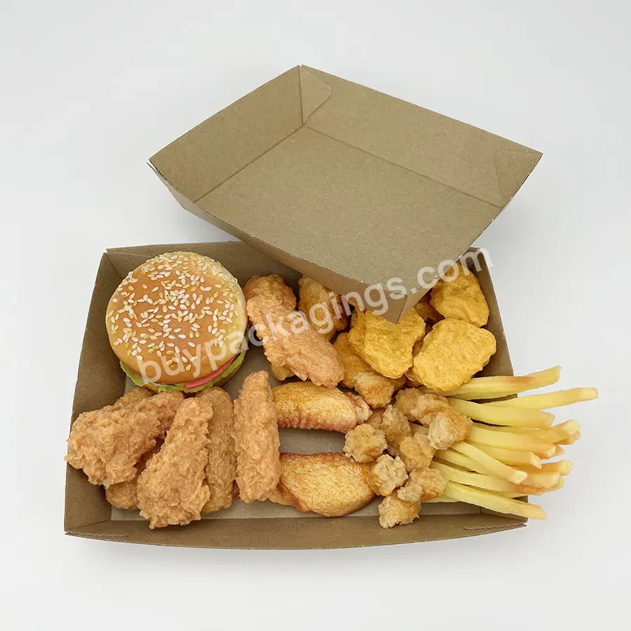 Hot Selling Eco Friendly Biodegradable Brown Craft Paper Packaging Takeaway Snack Tray