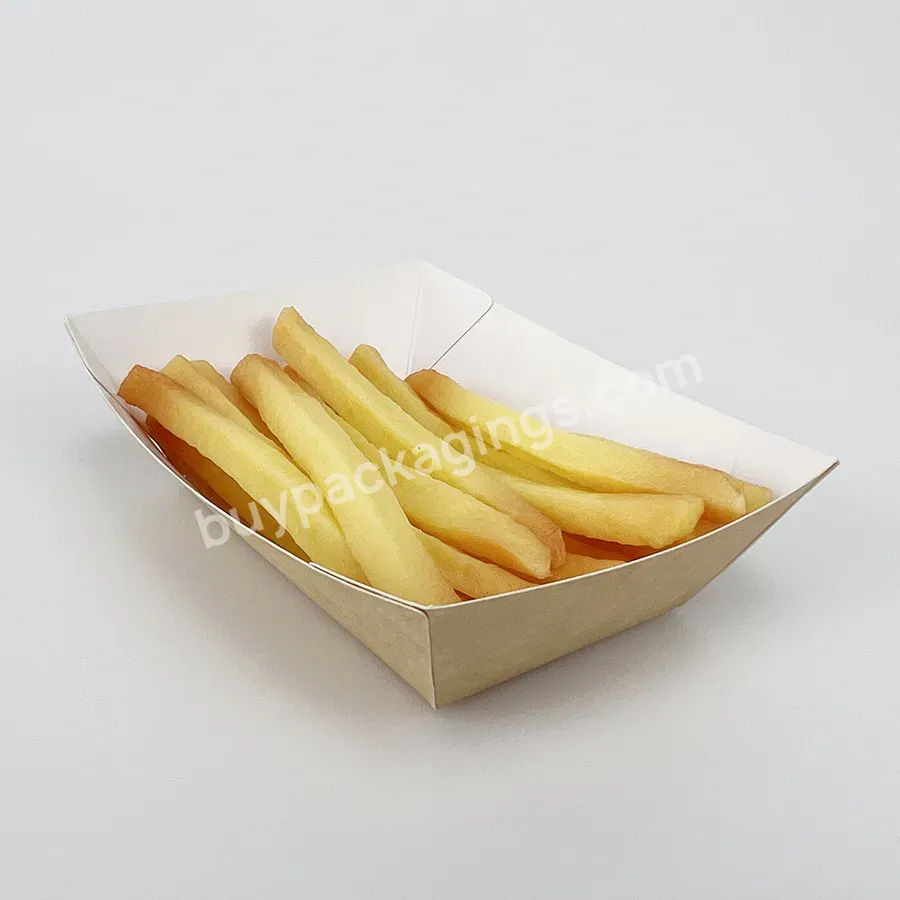 Hot Selling Eco Friendly Biodegradable Brown Craft Paper Packaging Takeaway Snack Tray