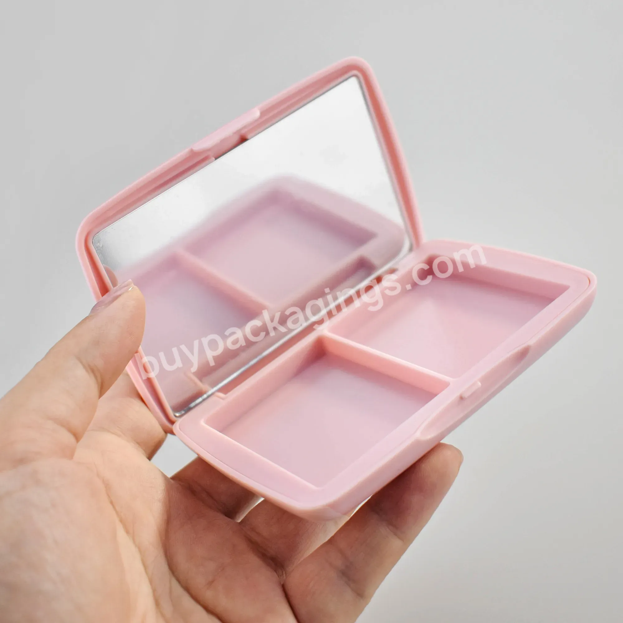 Hot Selling Empty Eyeshadow Palette Square Pressed Powder Compact Packaging Pink 2 Pans Blush Case With Mirror - Buy Two Way Luxury Square Blush Compact Packaging Pressed Powder Empty Case,Press Powder Compact Case Packaging Powder Case With Mirror,E