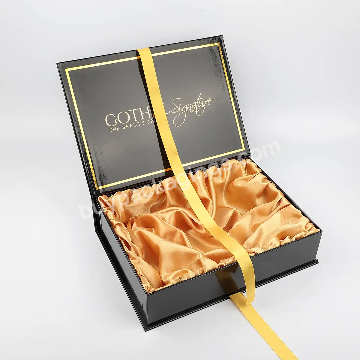 Hot Selling Wig Packaging Cardboard Magnetic Black Gift Box Ribbon For Hair Extension - Buy Magnetic Gift Box,Magnetic Gift Box Ribbon,Gift Box Ribbon For Hair Extension.