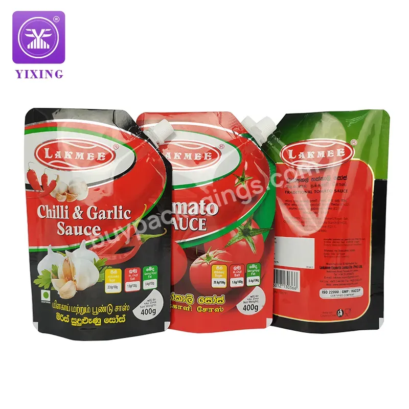 Hotsale Custom 500ml Flat Bottom Chilli And Garlic Sauce Pouch Beverage Drinking Soft Airtight Grape Juice Spout Bags - Buy Custom Printed Drinking Folding Water Liquid Packaging Bags 250ml 500ml Chilli And Garlic Sauce Pouch Spout,Wholesale Drinking