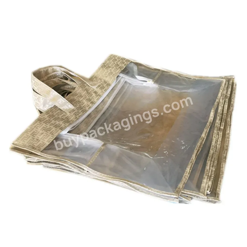 Household Portable Large Non-woven Blanket Pillow Quilt Storage Bag With Clear Pvc Window And Zip Lock - Buy Clear Plastic Bags With Shoulder Strap,Large Plastic Storage Bag,Clear Vinyl Pvc Zipper Bags.