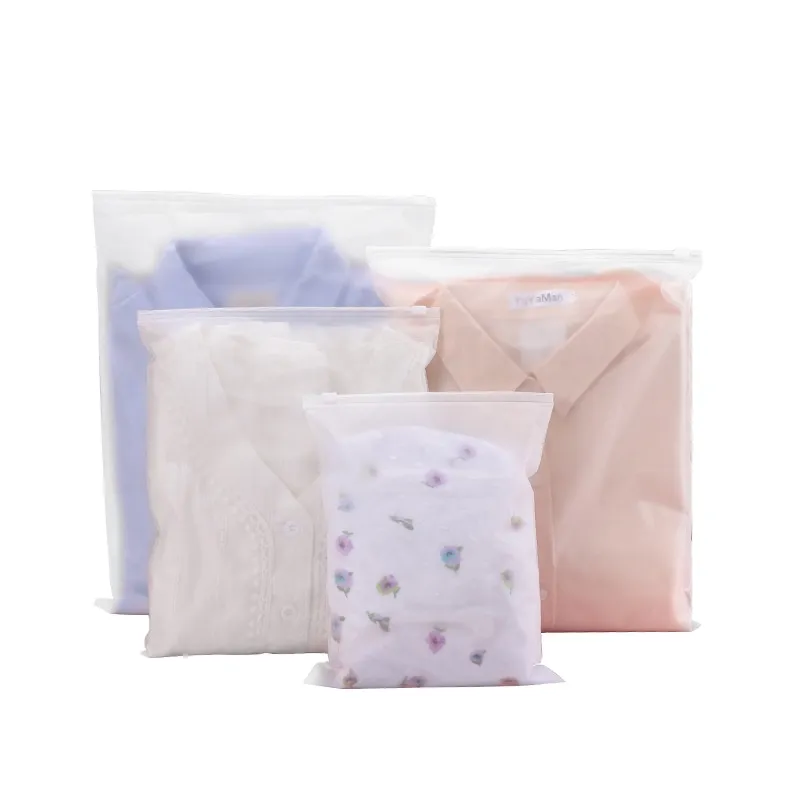In Stock 14*20cm 17*25cm Transparent Frosted EVA PE Zip Lock Plastic Packaging Clothing  Ziplock Bag For Garment Underwear
