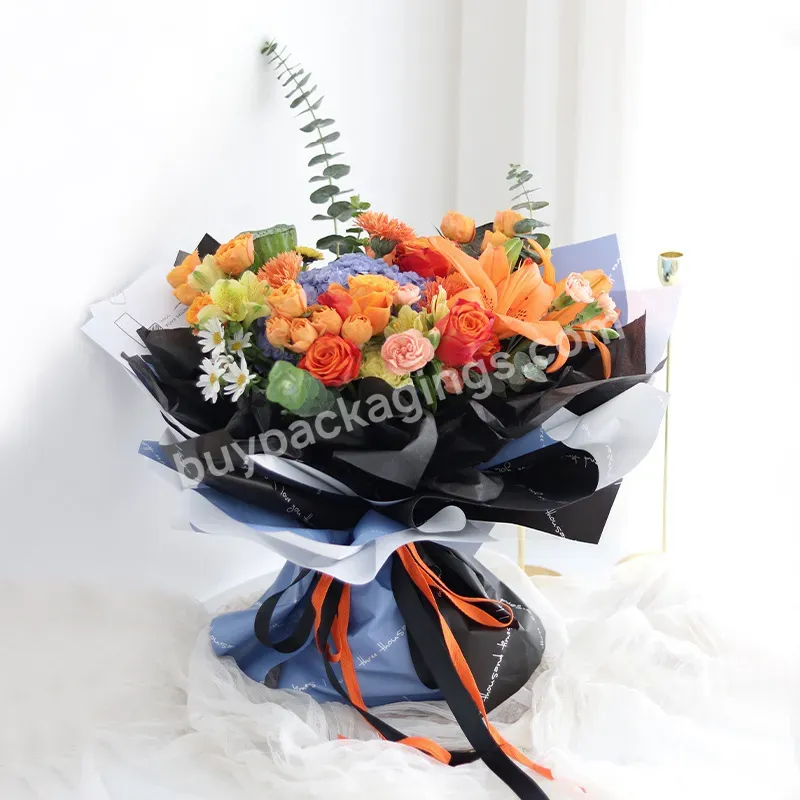 In Stock 58*58cm Waterproof Two Tone Matte Color Flower Wrapping Paper For Valentine's Day Gift Packing