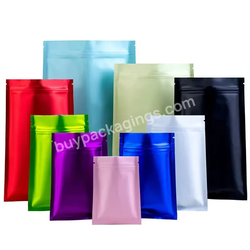 In Stock Custom Colorful Stand Up Ziplock Mylar Aluminum Foil Self Sealing Bag Tea Candy Food Storge Flat Pouch With Tear Notch - Buy Aluminum Foil Pouch,Custom Aluminum Foil Stand Up Pouch,Ziplock Pouch Bag.