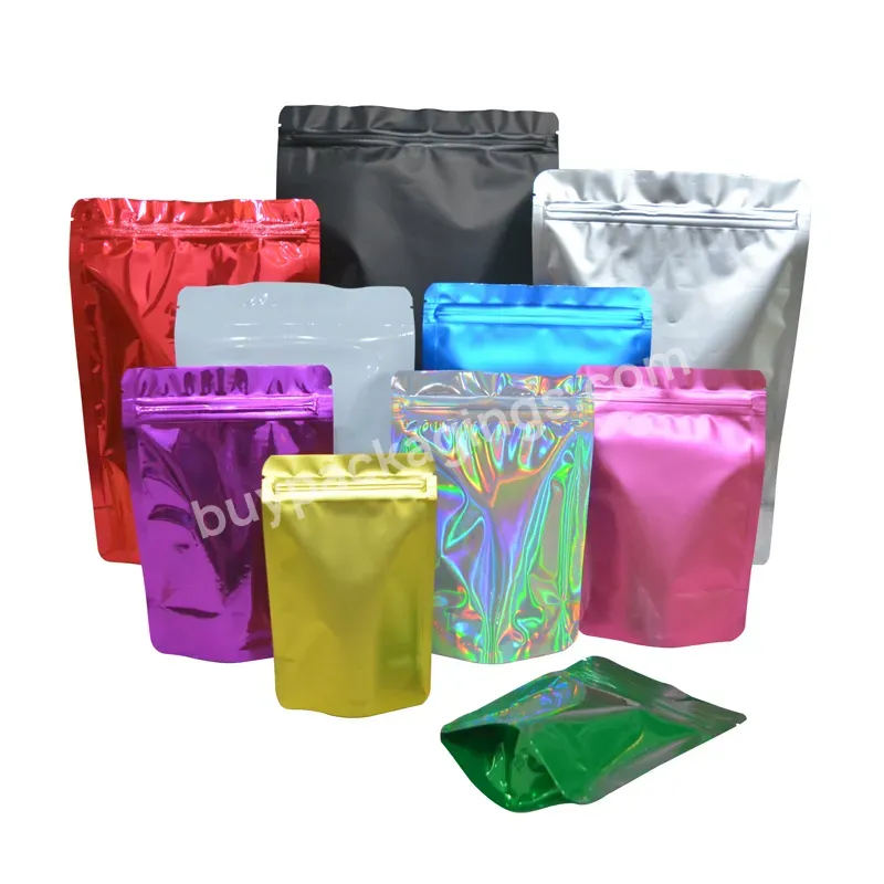In Stock Custom Colorful Stand Up Ziplock Mylar Aluminum Foil Self Sealing Bag Tea Candy Food Storge Flat Pouch With Tear Notch - Buy Aluminum Foil Pouch,Custom Aluminum Foil Stand Up Pouch,Ziplock Pouch Bag.