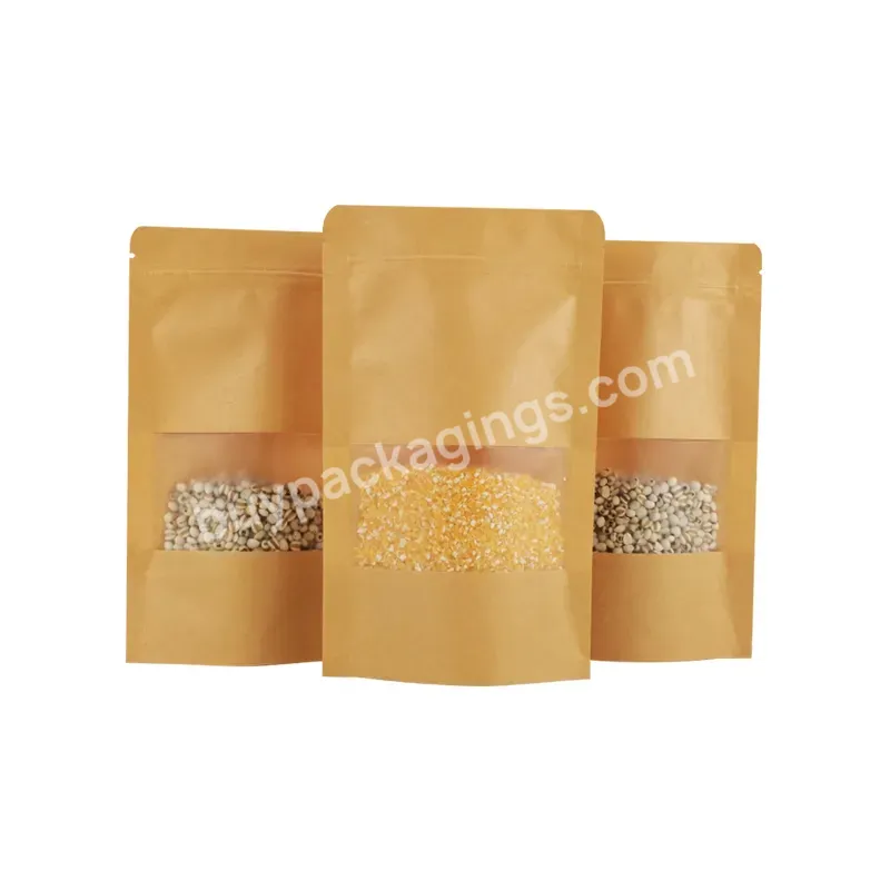 In-stock Food Storage Doypack Kraft Paper Pouch With Window Food Pouch Packaging Zipper Bag - Buy Stand Up Doypack Kraft Paper With Window,Small Zipper Pouch,Stand Up Food Packaging.