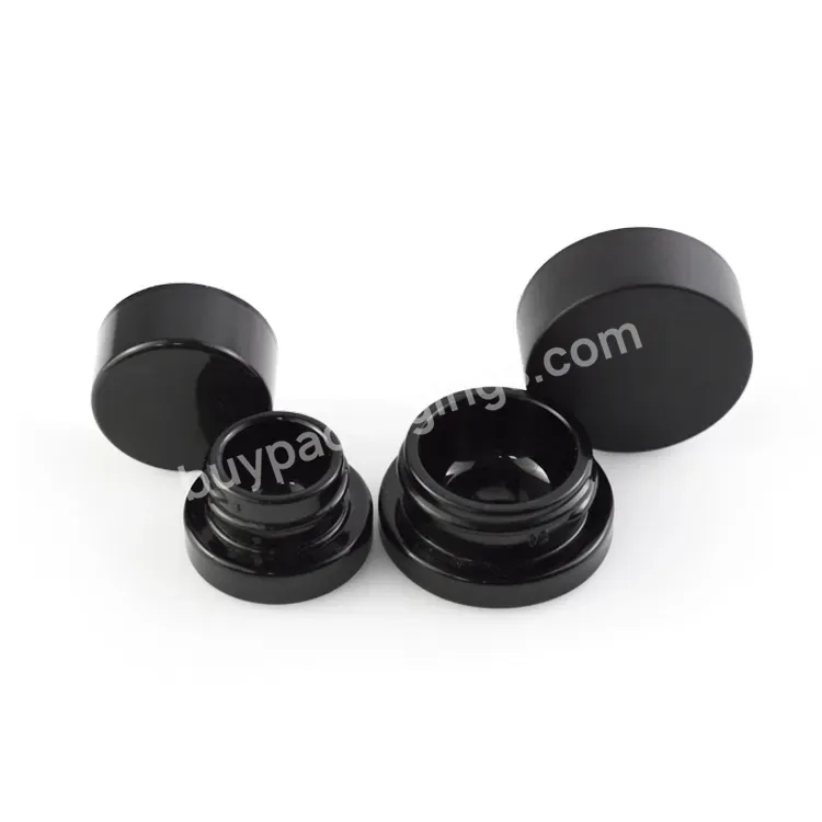 In Stock Round Jar 5ml 7ml 9ml Childproof Black Premium Cr Glass Oil Concentrate Container With Cr Lid