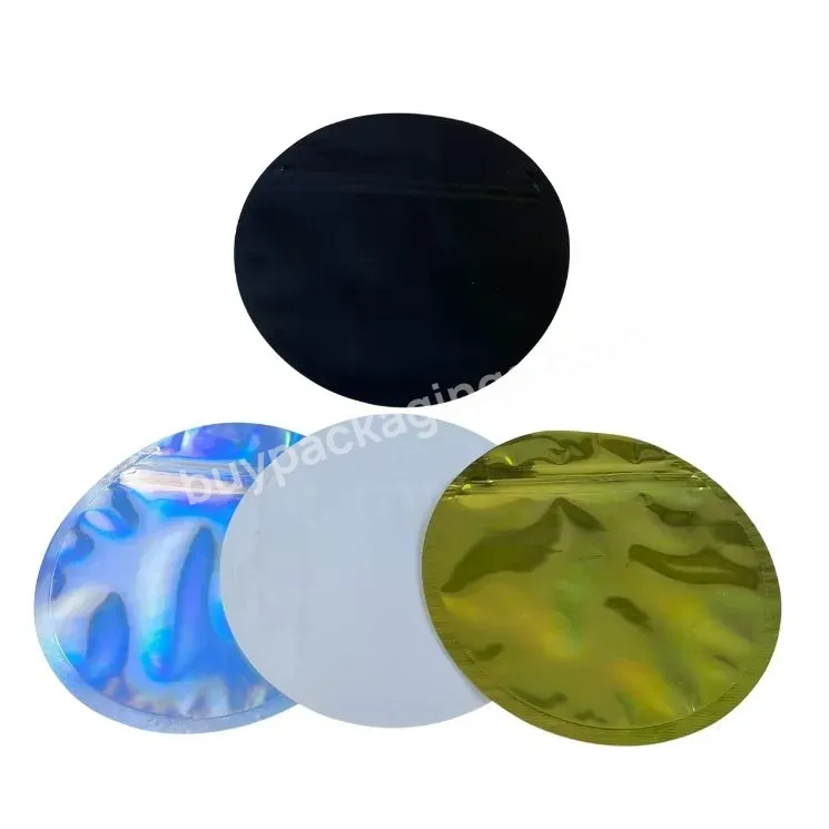 In Stock Ziplock Hologram Plastic Bags Resealable Different Circle Round Shape Die Cut 3.5g Custom Shaped Mylar Plastic Bag - Buy Custom Shaped Mylar Plastic Bag,Circle Round Shape Bag,Ziplock Hologram Plastic Bags.