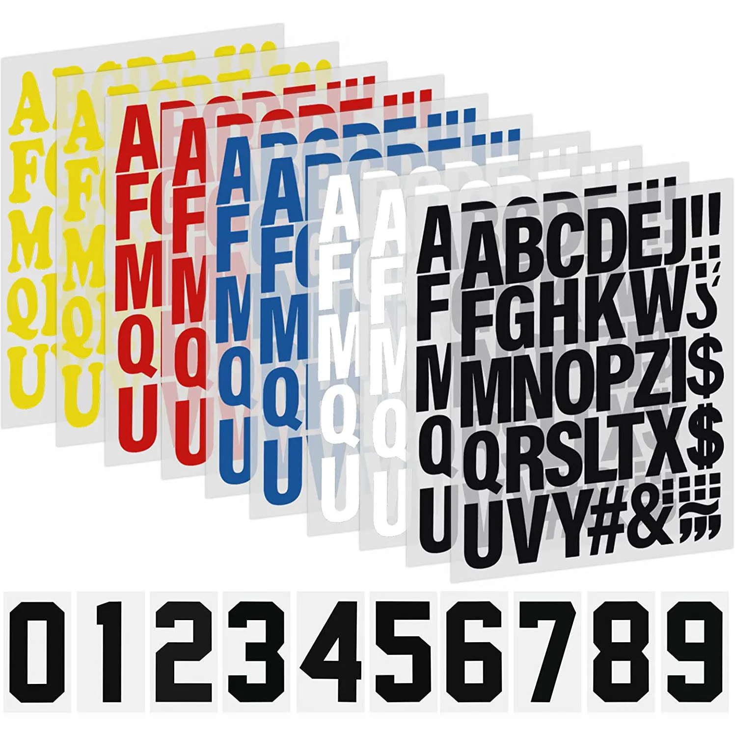 Iron On Letters and Numbers Heat Transfer Letters A to Z for Sport Jerseys T Shirts Hats Shoes (Black White Yellow Red Blue)