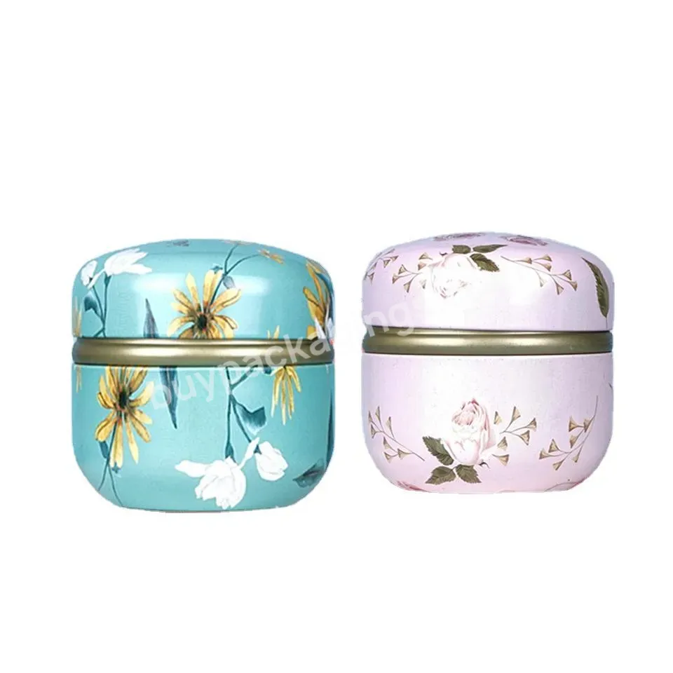 Japanese Style Portable Small Tin Containers Round Tea Caddy Tinplate Household Sealed Tea Packaging Box
