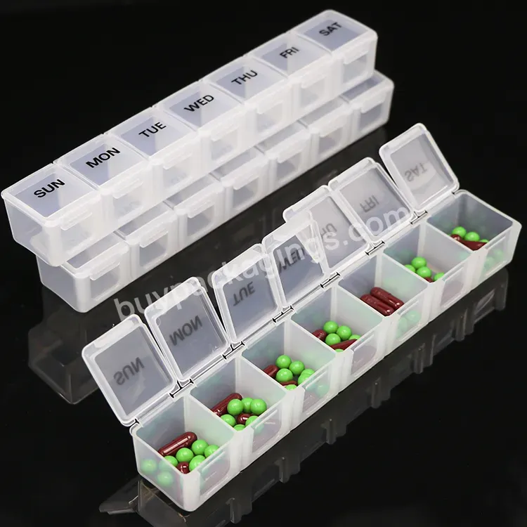Jumbo Weekly Pill Organizer Promotional Plastic 7-day Pill Case Travel Portable Weekly Pill Organizer Plastic Medicine Box