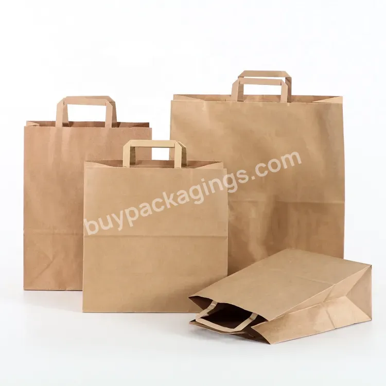 Kraft Paper Bag Business Gift Bag Takeaway Shopping Kraft Paper Bag With Flat Rope Paper Handle - Buy Kraft Paper Bag,Takeaway Shopping Bag,Paper Gift Bags With Handles.