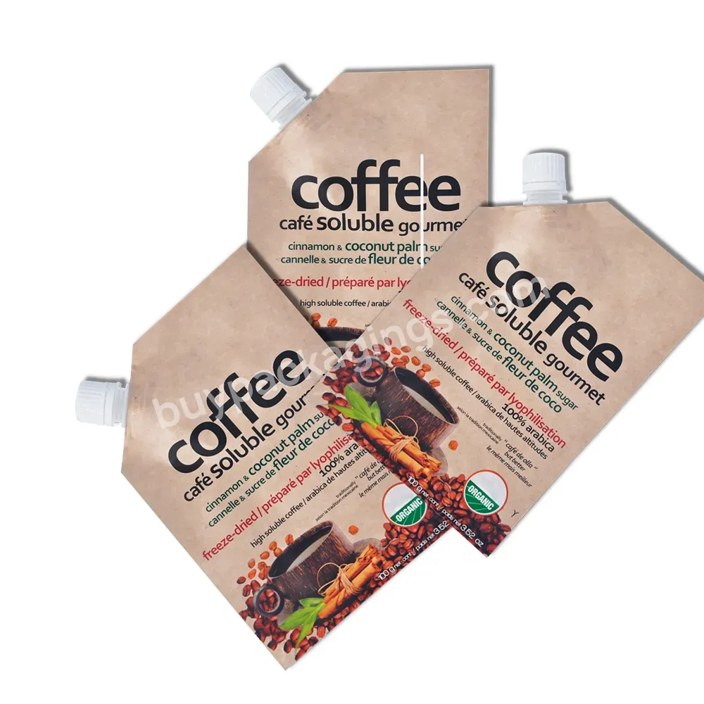 Kraft Paper Bag Drink High Soluble Coffee Spout Pouch Eco Friendly Arabica Cafe Sugar Bag For Liquid Packaging - Buy Soluble Coffee Spout Pouch,Drink High Soluble Coffee Spout Pouch,Eco Friendly Kraft Paper Bag For Coffee Sugar Drink Liquid Pouch Bag.