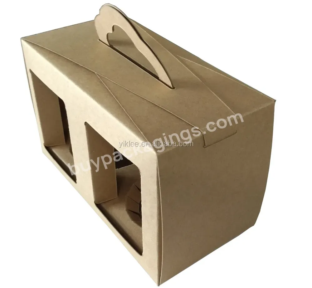 Kraft Paper Folding Design Packaging Box For Beverage Coffee Juice Drink Bottle,Wholesale Custom Made Take Out Container Handle - Buy Kraft Paper Box Packaging,Manufacturer Folding Packaging Box,Custom Desgin Packaging Container.