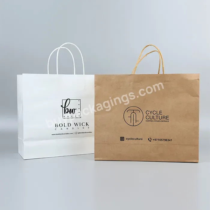 Kraft Paper Packaging Bags With Handles Print Your Own Logo Custom Fast Food Packing Bags - Buy Kraft Paper Bag,Paper Bag Custom,Paper Bags.