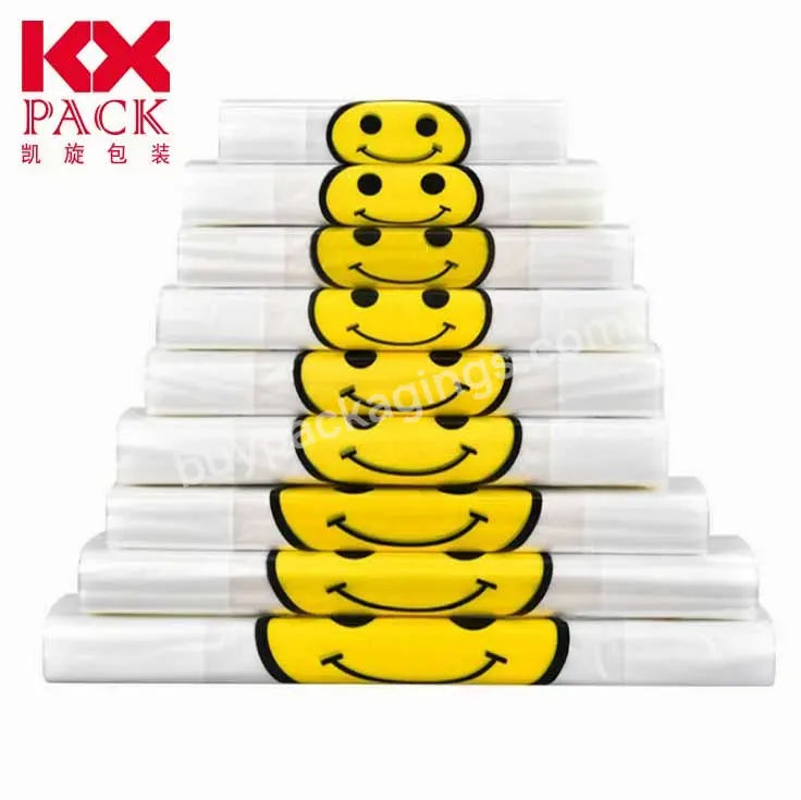 Large Smile Plastic Reusable & Disposable Waterproof Grocery T-shirts Small Carry-out Shopping Bags Bulk Vest Bag - Buy T-shirt Shopping Bag,Carry Out Shopping Bag,Grocery Bag.
