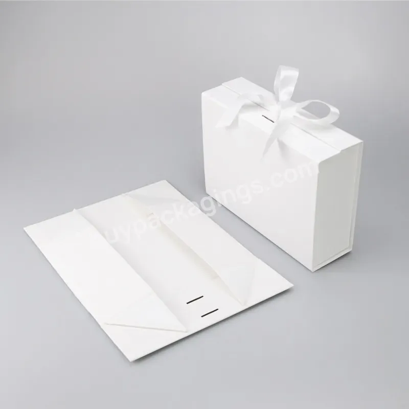 Large White Gift Box With Magnetic Lid And Ribbon Magnetic Closure Boxes Custom Collapsible Gift Boxes For Cosmetics Perfume - Buy Large Gift Box With Magnetic Lid And Ribbon,Magnetic Closure Boxes,Collapsible Gift Boxes For Cosmetics Perfume.