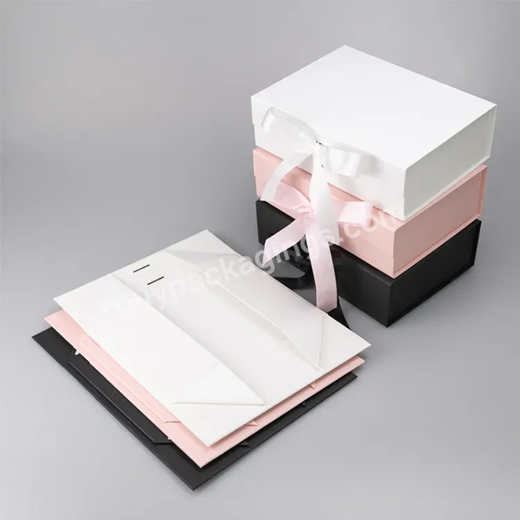 Large White Gift Box With Magnetic Lid And Ribbon Magnetic Closure Boxes Custom Collapsible Gift Boxes For Cosmetics Perfume - Buy Large Gift Box With Magnetic Lid And Ribbon,Magnetic Closure Boxes,Collapsible Gift Boxes For Cosmetics Perfume.