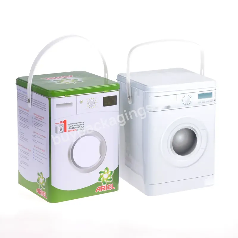 Laundry Washing Powder Metal Tin Box Packaging Detergent Tin Container With Plastic Handle - Buy Washing Powder Tin Box,Detergent Tin Container,Tin Box With Handle.
