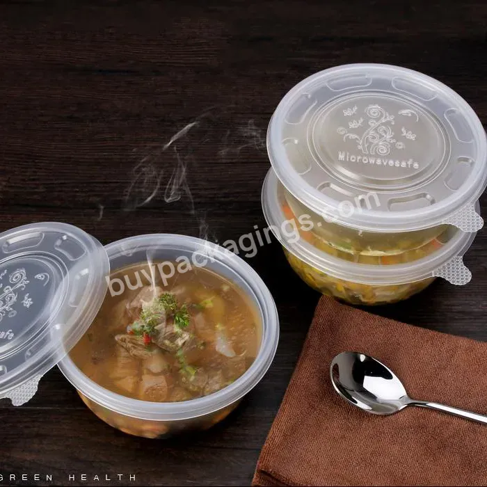 Leak-proof Heat Resistant Disposable Plastic Packaging Bowl Round Takeaway Box Soup Bowl With Lid - Buy Leak-proof Disposable Plastic Packaging Soup Bowl,Heat Resistant Disposable Takeaway Bowl,Round Takeaway Box Soup Bowl With Lid.