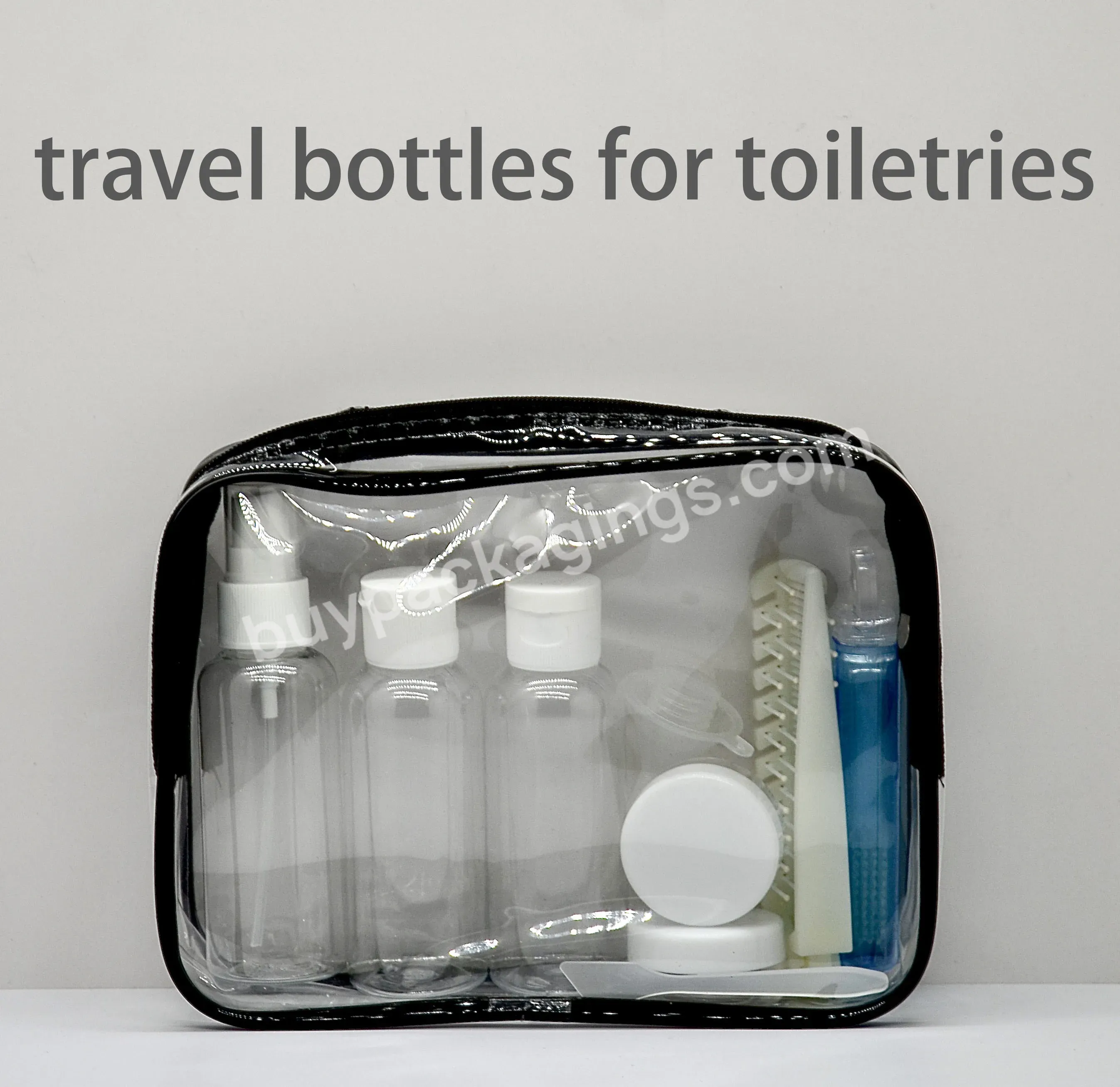Leak-proof Toiletry Containers Cosmetic Travel Cosmetic Packing Bottle Custom Plastic Travel Bottles With Toothbrush And Comb - Buy Custom Travel Bottle Set,Travel Cosmetic Packing,Travel Bottles With Toothbrush And Comb.