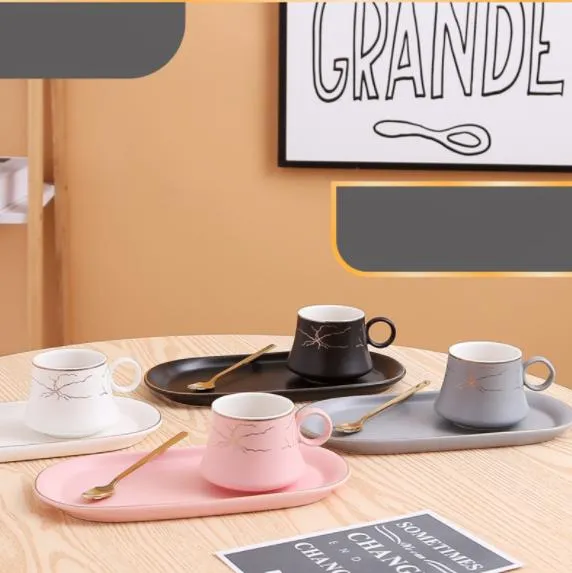 Light Luxury Mug Set Gift Box Ceramic Coffee Cups