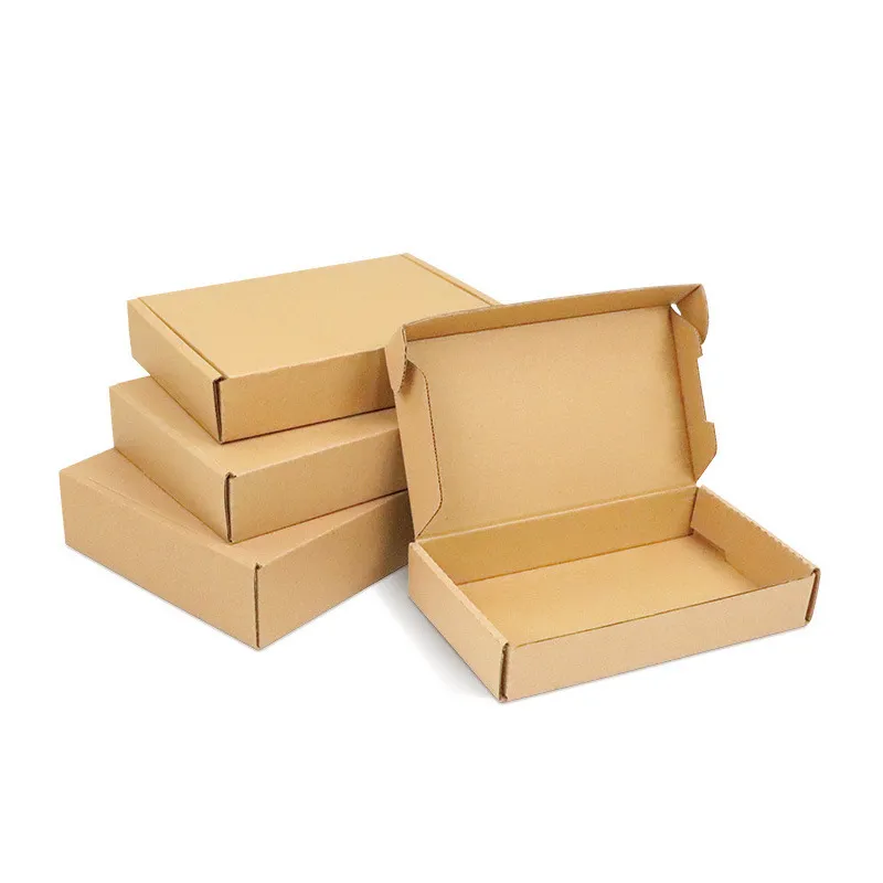 lightweight Wholesale Eco Friendly Flat Kraft Paper Corrugated Shipping Boxes Custom Cosmetic Wig Clothing Packaging Mailer Box