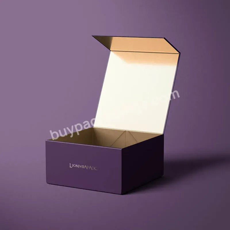 Lionwrapack Custom Logo Recycled Cardboard Folding Packaging Magnetic Box Closure Purple Flat Foldable Paper Gift Boxes - Buy Folding Paper Gift Boxes,Magnetic Gift Box,Folding Packaging Box Custom Logo.