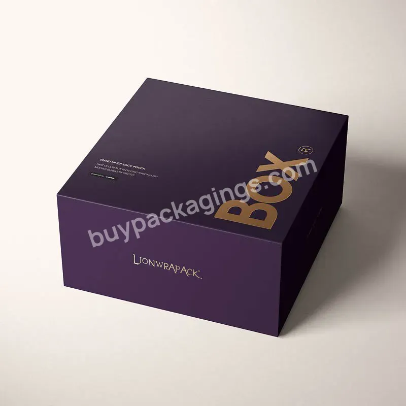 Lionwrapack Custom Logo Recycled Cardboard Folding Packaging Magnetic Box Closure Purple Flat Foldable Paper Gift Boxes - Buy Folding Paper Gift Boxes,Magnetic Gift Box,Folding Packaging Box Custom Logo.