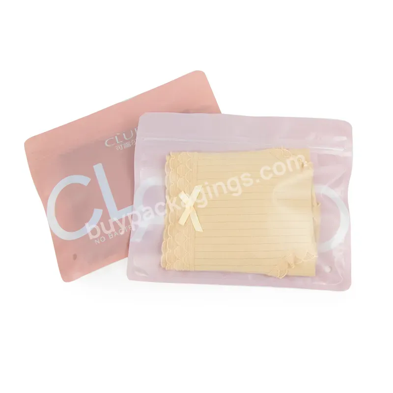 Logo Custom Printed Clear Matte Packaging Bags One Side Transparent Zipper Bags Pink Clothing Packing Bags - Buy Custom Pink Clear Ziplock Bags For Clothing Packaging,Custom Printed Zipper Bags Recycled Matte Plastic Bags Pink Ziplock Packing Bag For