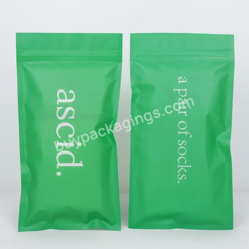Logo Customize Green Packaging Bags Plastic Zipper Pouches For Clothing Packing Garment Baggies Own Logo Printed - Buy Custom Ziplock Bags For Clothing Packaging,Custom Printed Ziplock Bag Eco Friendly Matte Plastic Bags Green Ziplock Packing Bag Dig