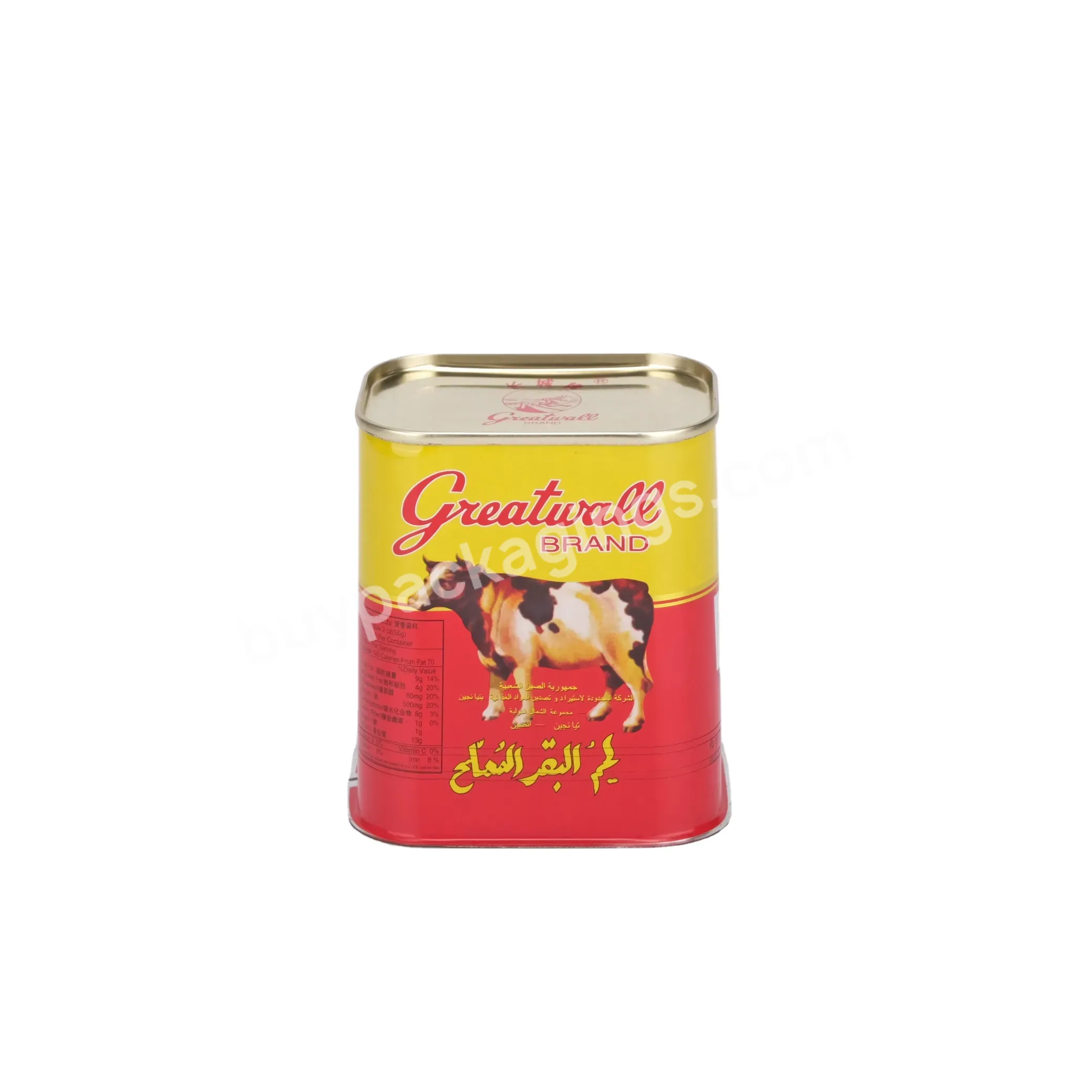 Long Term Storage Portable Canned Beef Meat Packaging Square Food Tin Can - Buy Square Metal Tin Can,Tin Can With Easy Open Lid,Canned Meat Storage Metal Can.