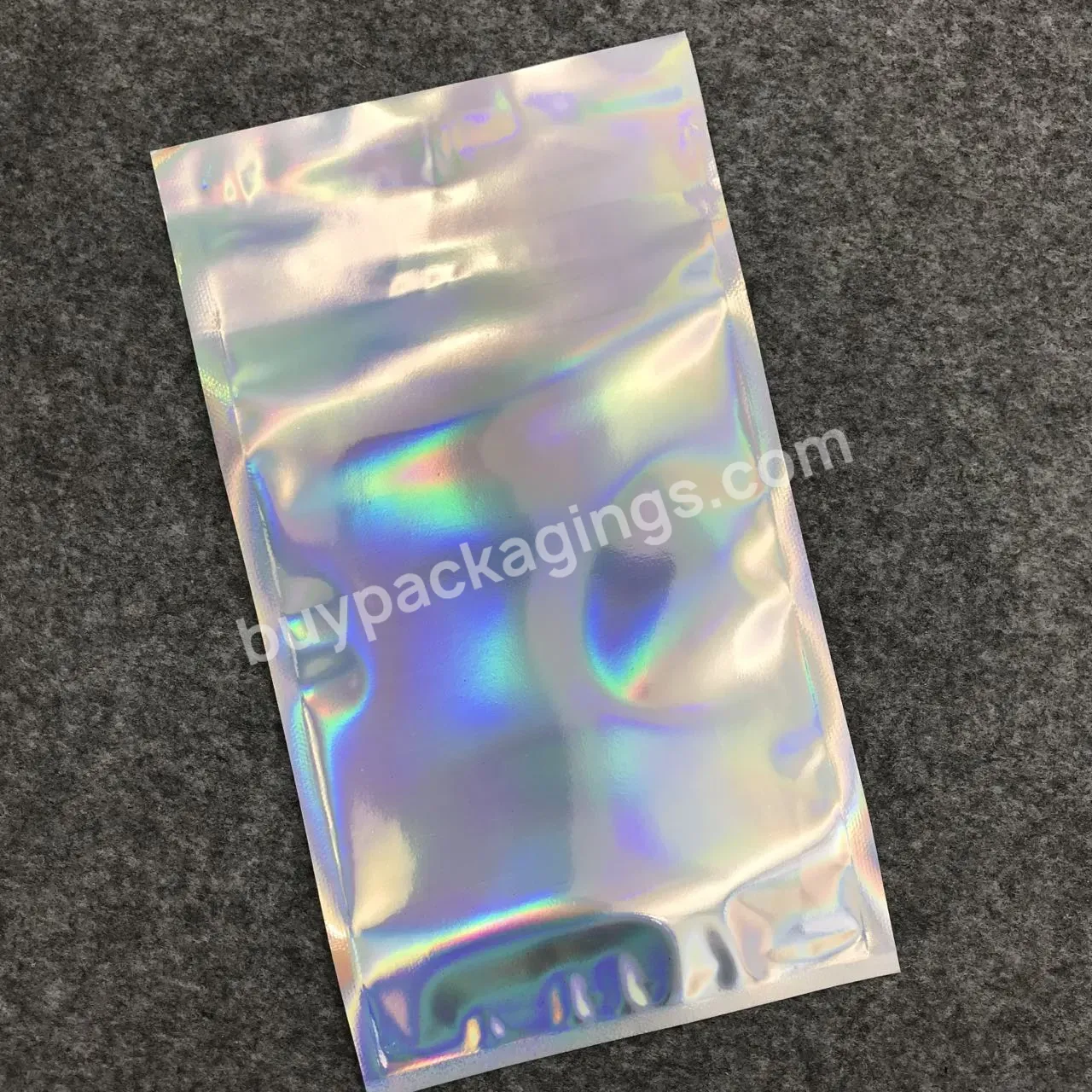 Low Moq Aluminized Plastic Packaging Mylar Ziplock Packaging Bags Holographic Laser Bag - Buy Plastic Packaging,Laser Bag,Holographic Laser Bag.