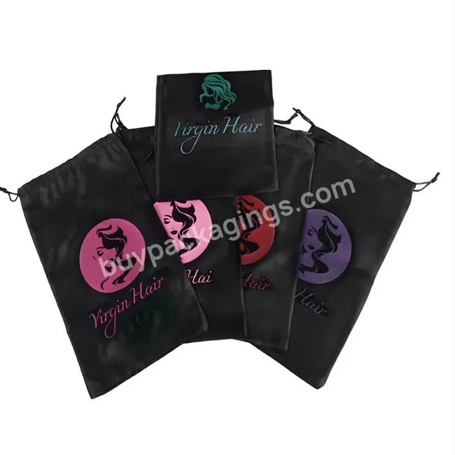Low Moq Satin Hair Bundles Packing Bags Suede Drawstring Gift Jewelry Satin Pouch With Logo