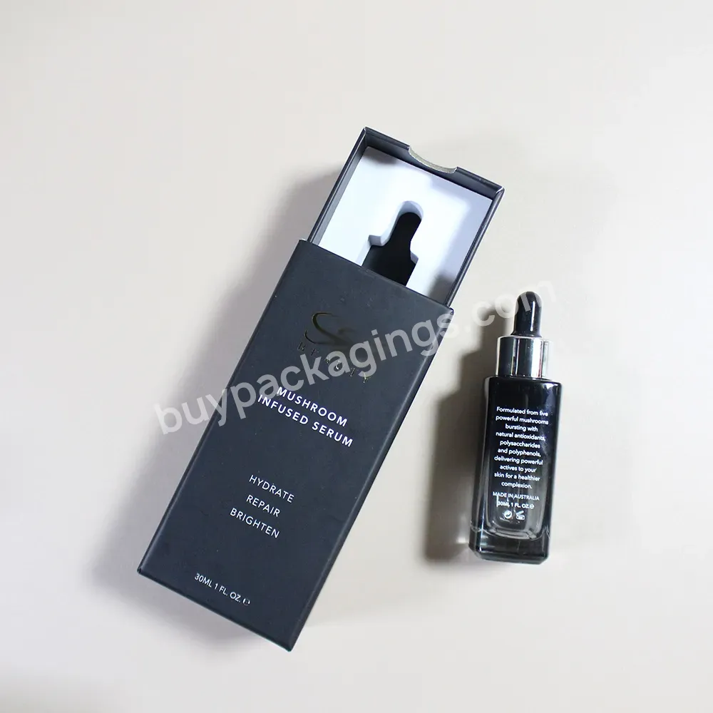 Luxury 1oz 30ml 50ml Black Essential Oil Serum Bottle Glass Dropper Bottles With Cosmetic Packaging Paper Box - Buy 1oz Serum Bottle Customize Gift Box,30ml Serum Bottle,50ml Essential Oil Bottle.