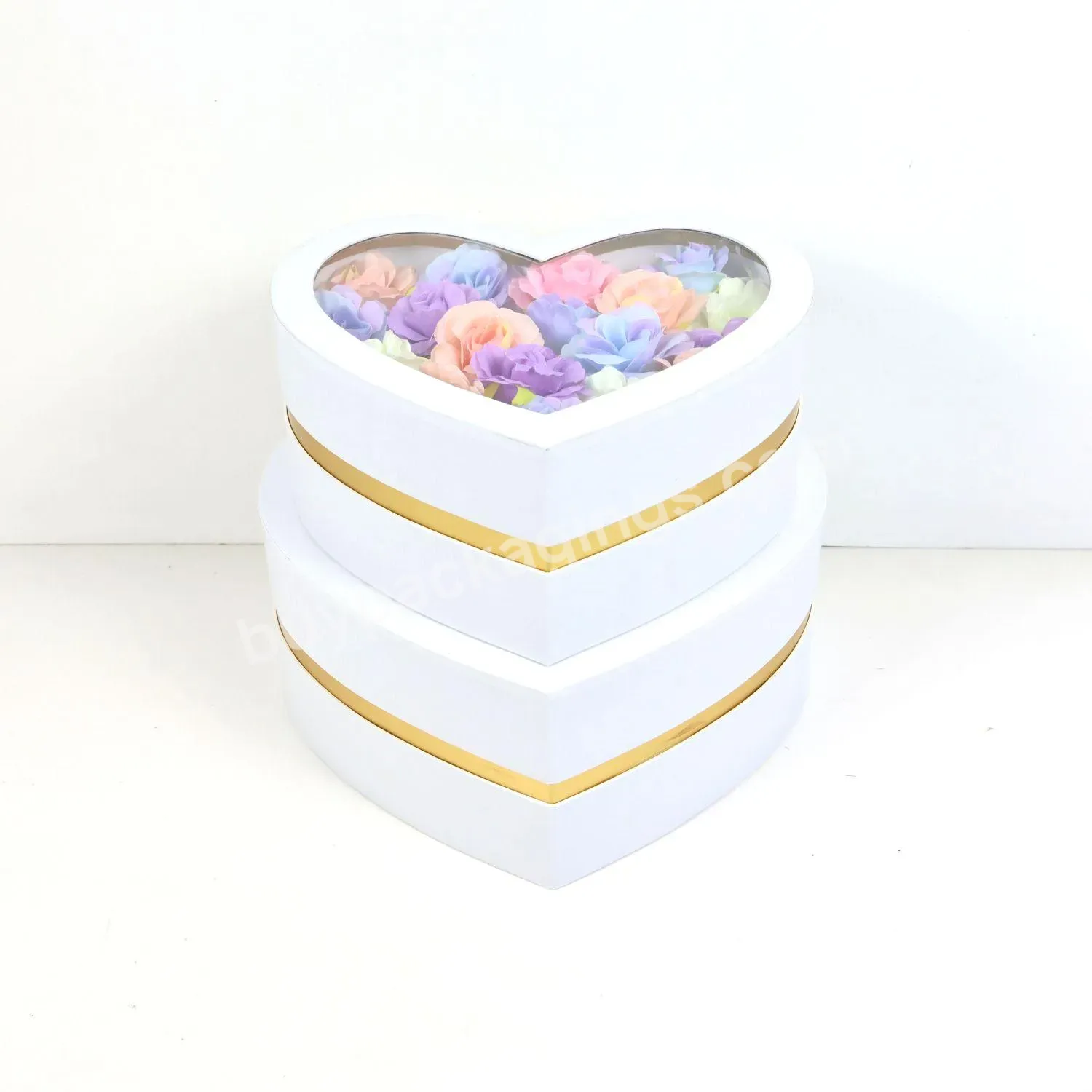 Luxury 2pcs/set Flower Box Round Square Heart Shaped Gift Paper Boxes With Clear Pvc Cover - Buy 2pcs/set Flower Box,Round Square Heart Shaped Gift Paper Boxes,Gift Paper Boxes With Clear Pvc Cover.