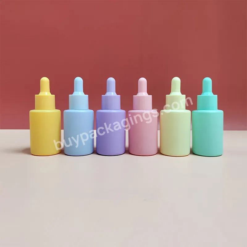 Luxury 30ml Colorful Clear Flat Shoulder Thick Bottom Face Serum Dropper Glass Essential Oil Bottle - Buy Custom Frosted 30ml Colorful Flat Shoulder Glass Dropper Bottle,1 Oz Flat Shoulder Thick Bottom Face Serum Glass Pipette Bottle,Matte Dropper Gl