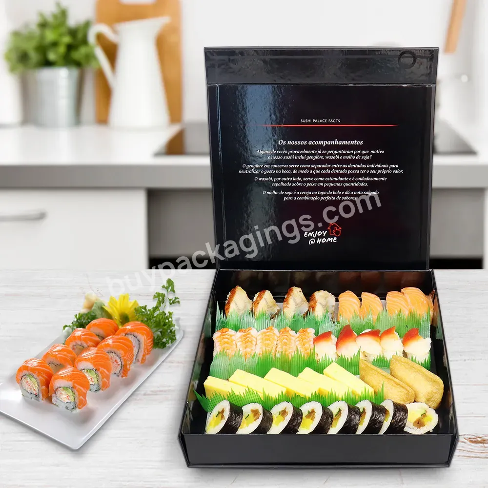 Luxury Black Food Grade Takeaway Sushi Container With Lid Customized Printing High Quality Sushi Packaging Box - Buy Sushi Packaging Box,Luxury Black,Sushi Container With Lid.