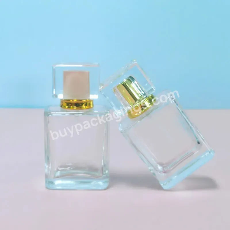 Luxury Clear Flat Square Empty Glass Bottle New Design Perfumes Bottle With Packaging - Buy Flat Square Bottle,Rectangular Perfumes Bottle,Perfume Glass Bottle.