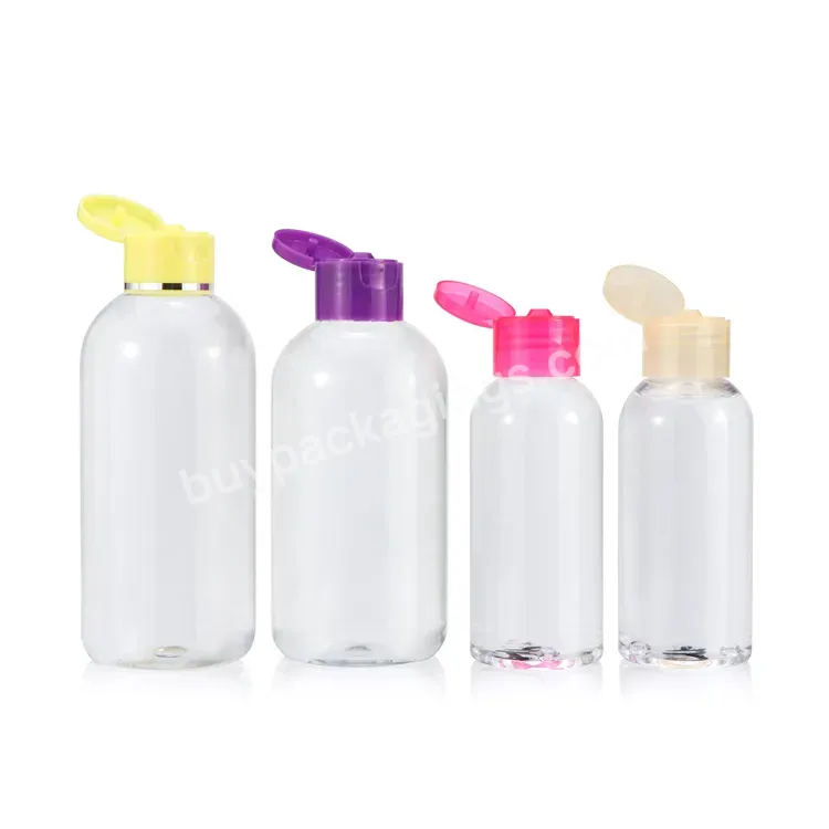 Luxury Clear Pet Plastic Cosmetics Shampoo Body Wash Lotion Squeeze Bottles Colorful Flip Top Cap Plastic Bottle - Buy Flip Top Bottle,Plastic Cosmetics Bottles,Plastic Squeeze Bottles.