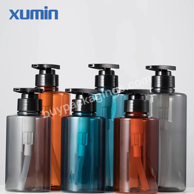 Luxury Cosmetic Container Can Be Refillable Round Plastic Shampoo Bottle 300ml 500ml 10oz 16oz For Lotion Conditioner Packaging - Buy New Arrival Eco Friendly Pretty Pet Washing Liquid Shampoo Bottle For Hotel Bathroom Barber Shop Lotion Packging,Who