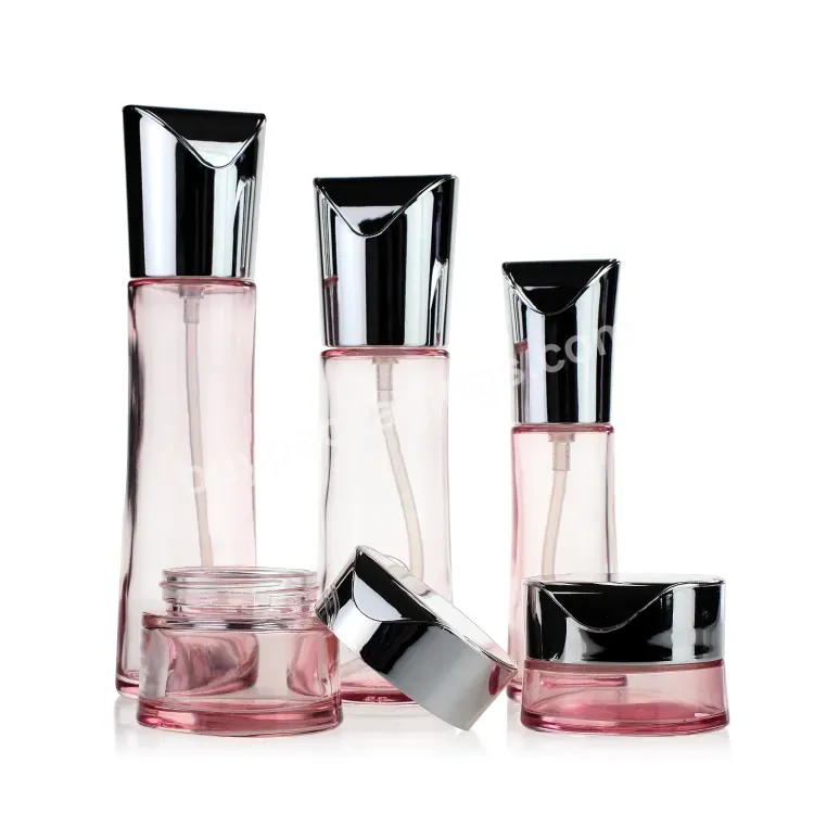 Luxury Cosmetic Skincare Set Packaging Pink Glass Bottle Pump Body Lotion Bottle And Cosmetic Jars Production Wholesalers - Buy Fancy Cosmetic Packaging Sets,Cosmetics Packaging Containers Bottle,Grinding Cream Cream Jar.